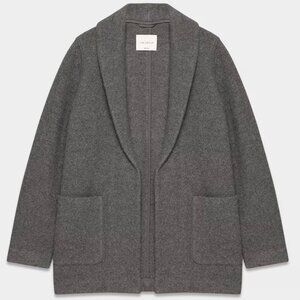Babaton Aritzia Shawl Merino Wool Jacket L Heather Charcoal Grey Open Cardigan